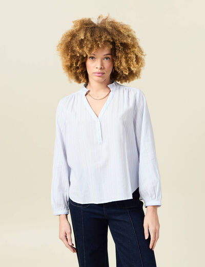 Blouse manches longues bleu ciel femme