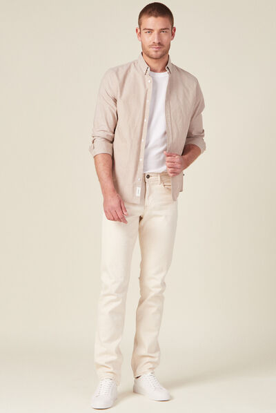 Jeans straight 5 poches ecru homme