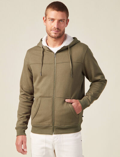 Sweat zippé à capuche taupe homme