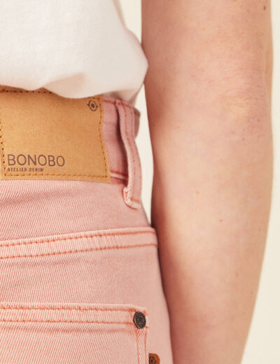 Jeans boyfriend 7/8ème rouge clair femme