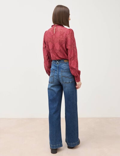 Jeans large taille haute denim stone femme
