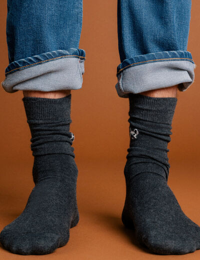 Chaussettes fabriquées en France gris foncé homme