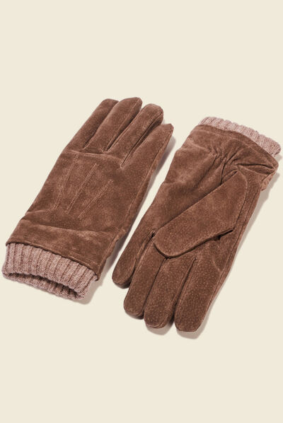 Gants en cuir beige homme