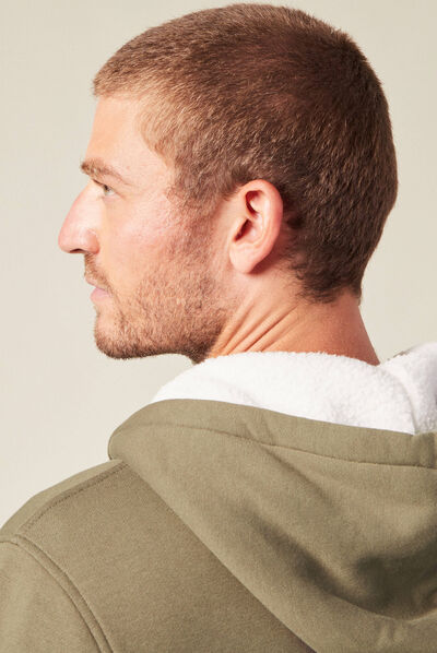 Sweat zippé à capuche taupe homme