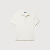 Polo manches courtes col cubain ecru homme