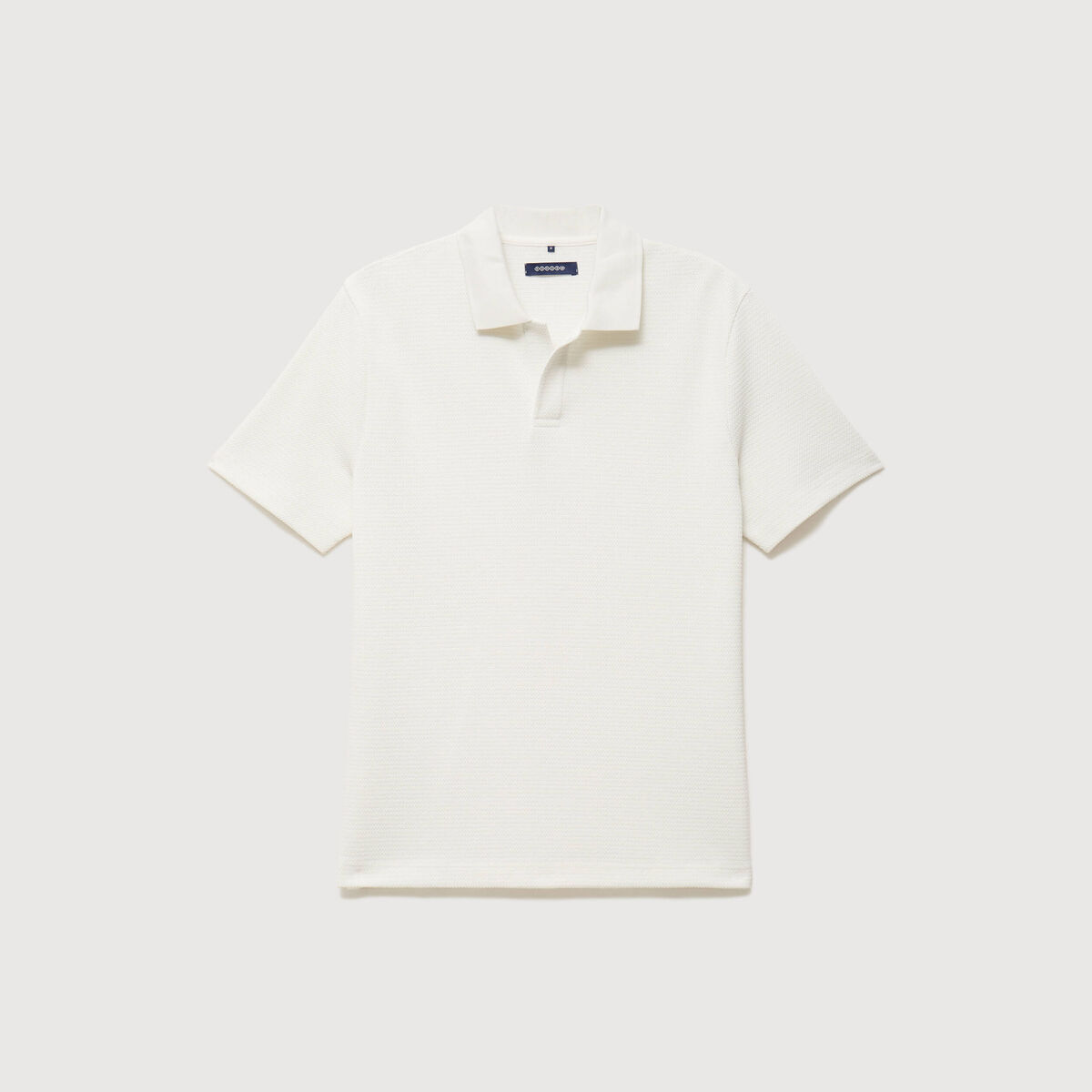 Polo manches courtes col cubain ecru homme