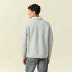 Pull manches longues col polo zipp&eacute; gris homme
