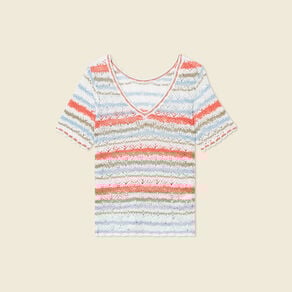 Pull manches courtes violet clair femme