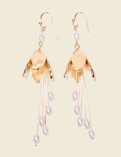 Boucles d'oreilles pendantes ecru femme