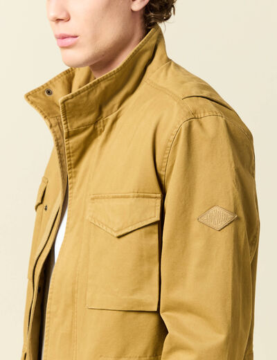 Saharienne col montant manches longues camel homme
