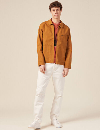 Blouson zippé droit camel homme