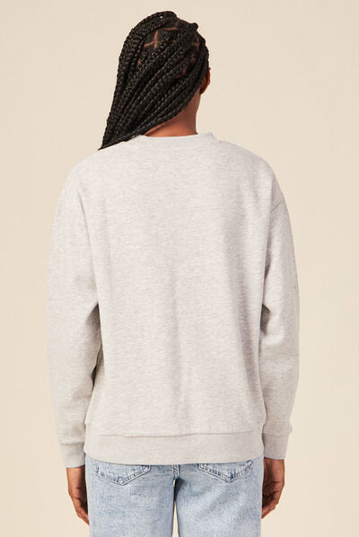 Sweat manches longues gris femme