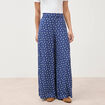 Pantalon large taille haute bleu marine femme