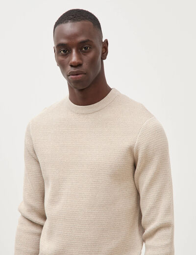 Pull droit manches longues sable homme