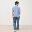 Polo cintr&eacute; en coton manches courtes bleu gris homme