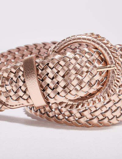 Ceinture tressée métallisée rouge clair femme