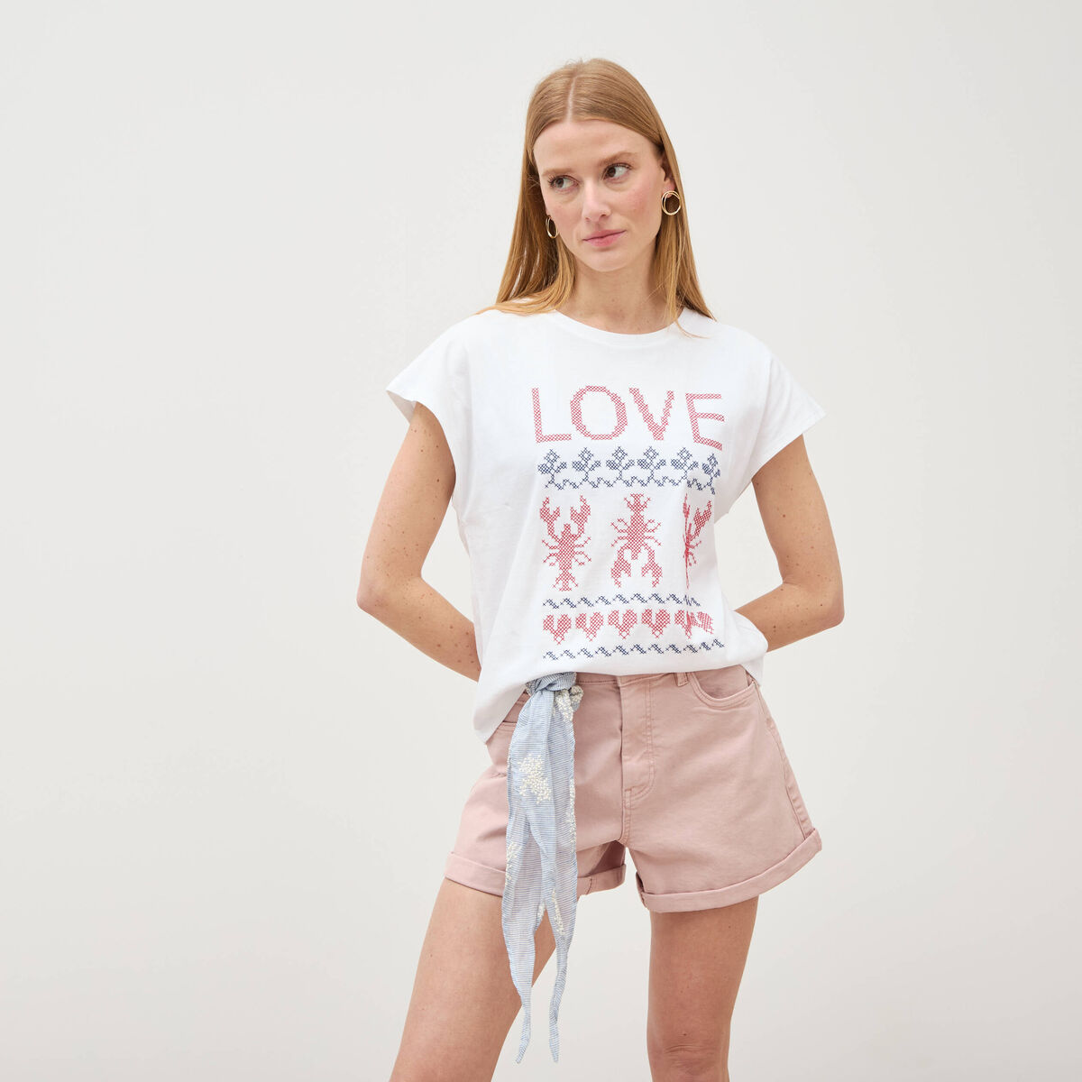 T-shirt en coton blanc femme