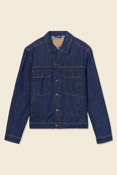 Veste droite en jean denim stone homme