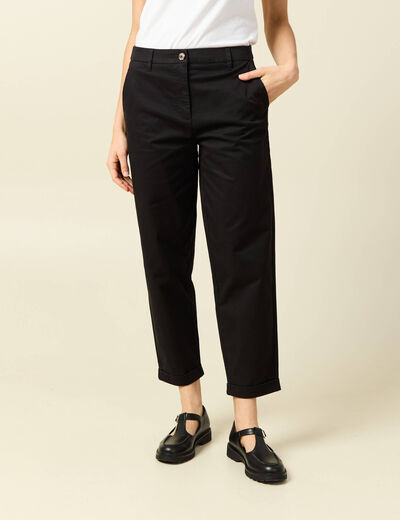 Pantalon taille haute fluide noir femme