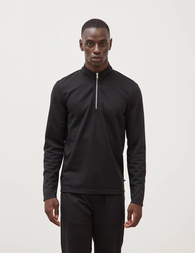 Sweat droit col montant manches longues noir homme