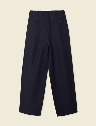 Pantalon large à pinces bleu foncé femme