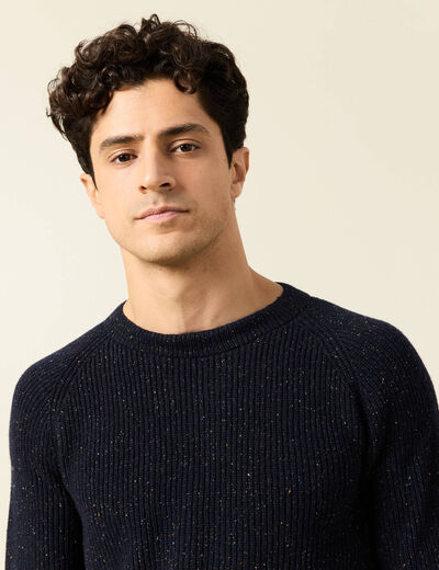 Pull manches longues fabriqué en France bleu marine homme