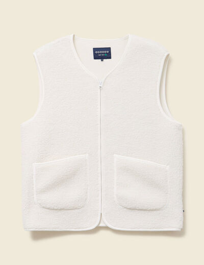 Sweat sans manches effet polaire ecru homme