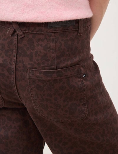 Jeans large cropped taille haute marron chocolat femme
