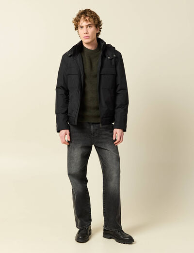 Blouson capuche doublure noir homme