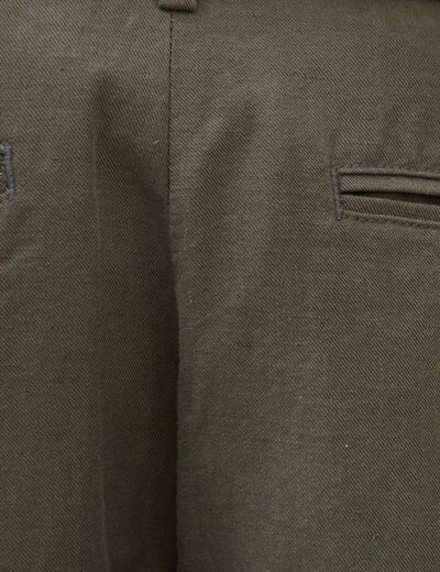 Chino coupe droite longueur 32 vert fonc&eacute; homme