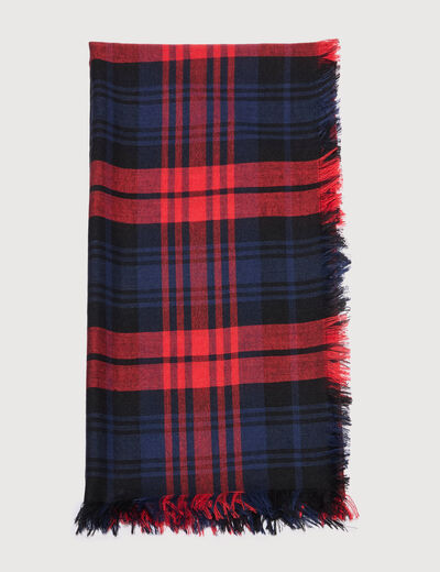 Foulard &agrave; carreaux rouge femme