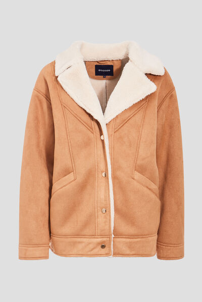 Manteau droit boutonné marron femme