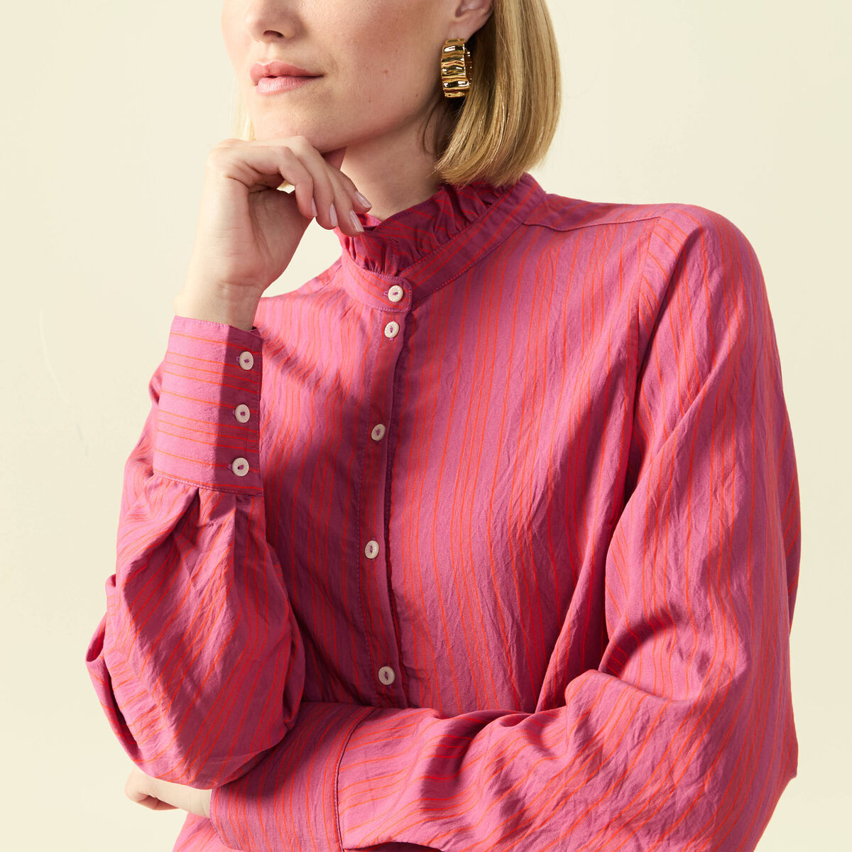 Chemise oversize manches longues prune femme