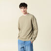 Sweat col rond manches longues en coton vert kaki homme