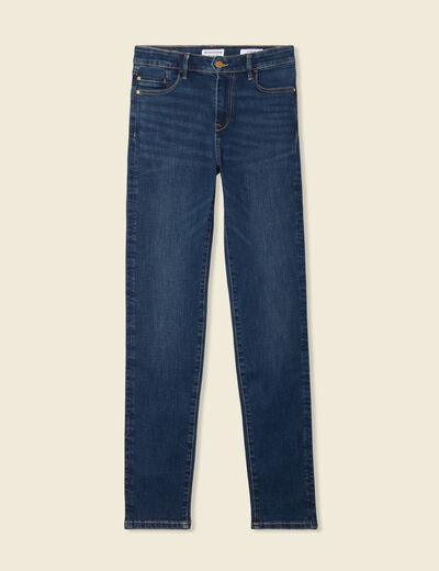 Jeans slim taille haute denim brut femme