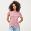 T-shirt cintr&eacute; col rond manches courtes vieux rose femme