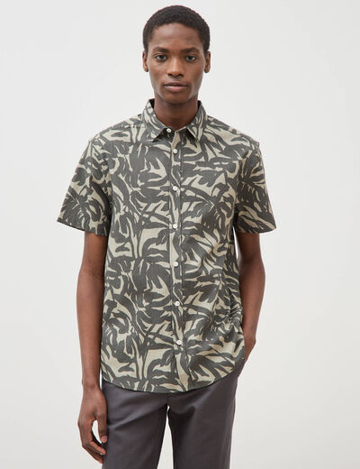 Chemise manches courtes vert kaki homme
