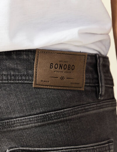 Jeans straight 5 poches denim gris homme