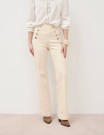 Jeans flare &agrave; pont denim blanc femme