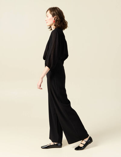Pantalon large fluide noir femme