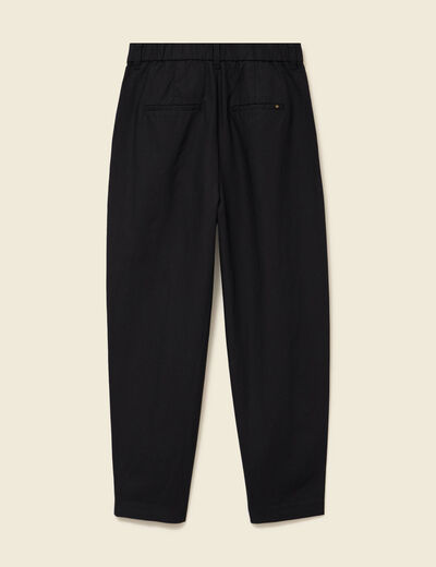 Pantalon barrel coupe loose taille haute noir femme