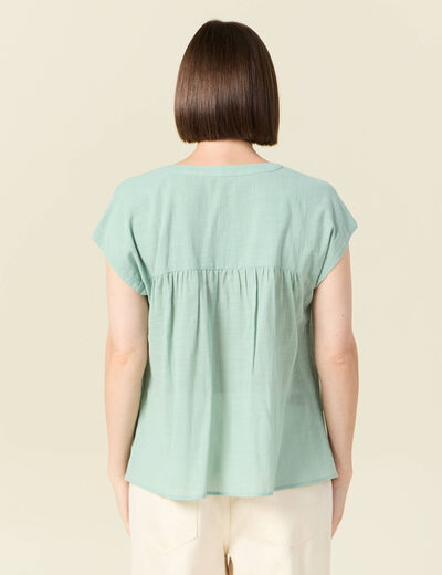 Chemise manches courtes vert pastel femme