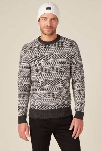 Pull manches longues ecru homme