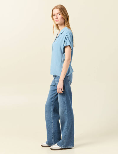 Chemise manches courtes bleu clair femme