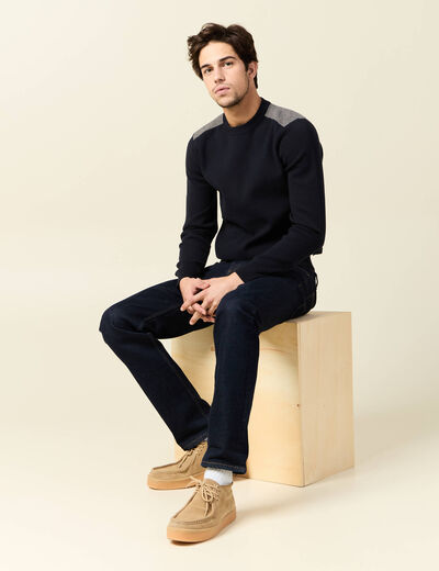 Pull manches longues bleu marine homme