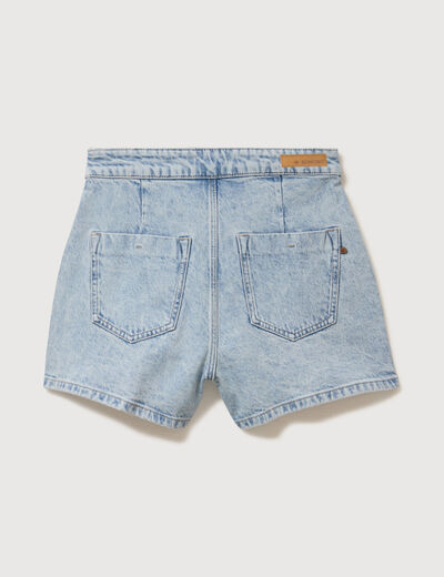 Jupe-short taille haute en jeans denim snow bleu femme