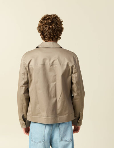 Blouson manches longues doubl&eacute; taupe homme