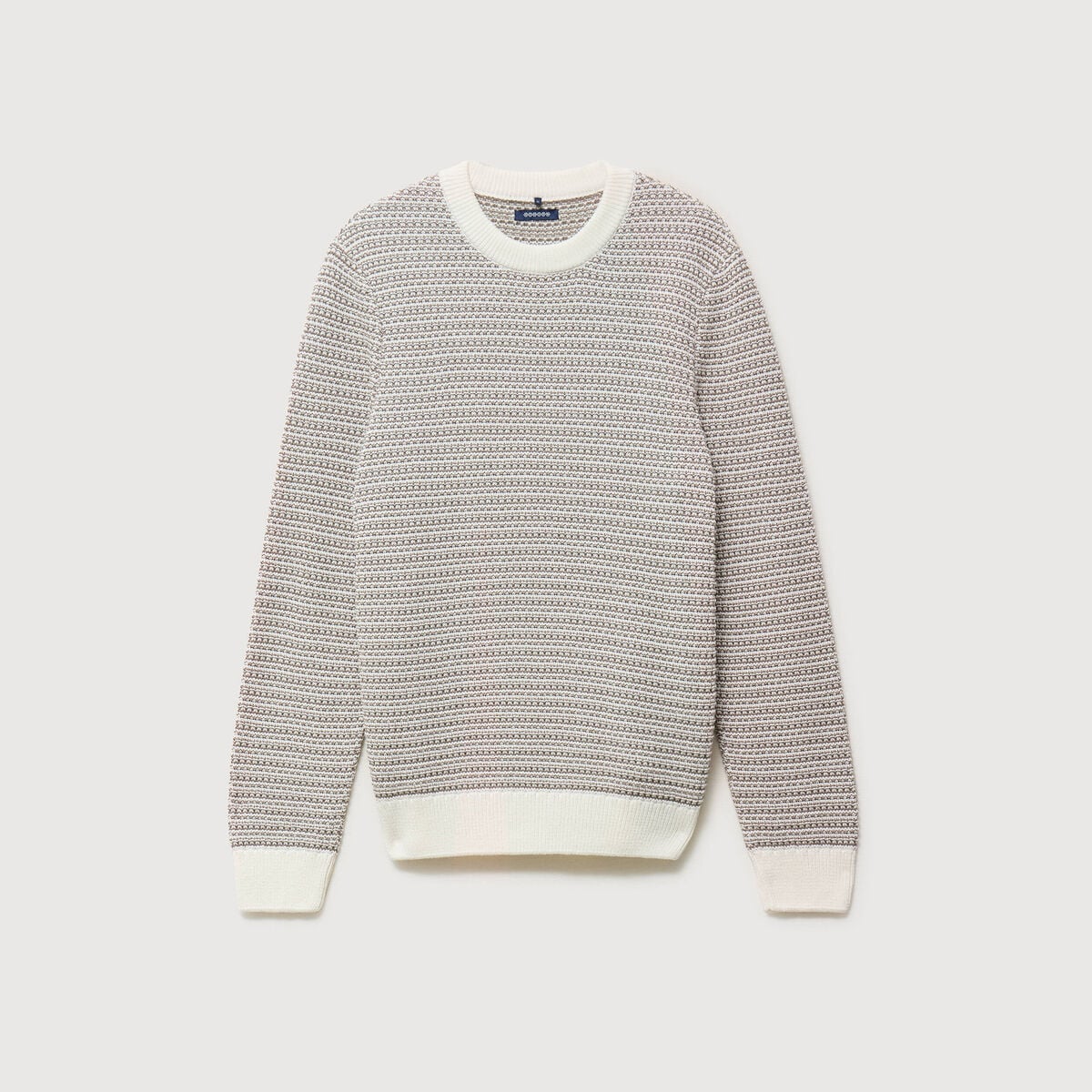 Pull droit col rond manches longues ecru homme