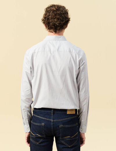 Chemise en coton manches longues gris fonc&eacute; homme