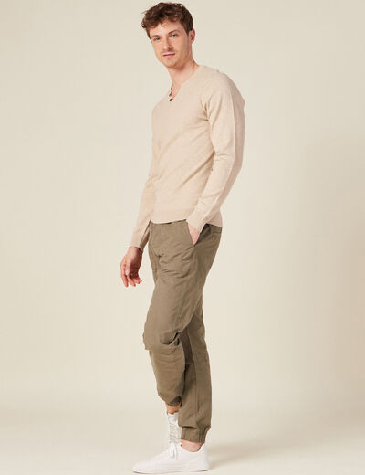 Pull manches longues beige homme